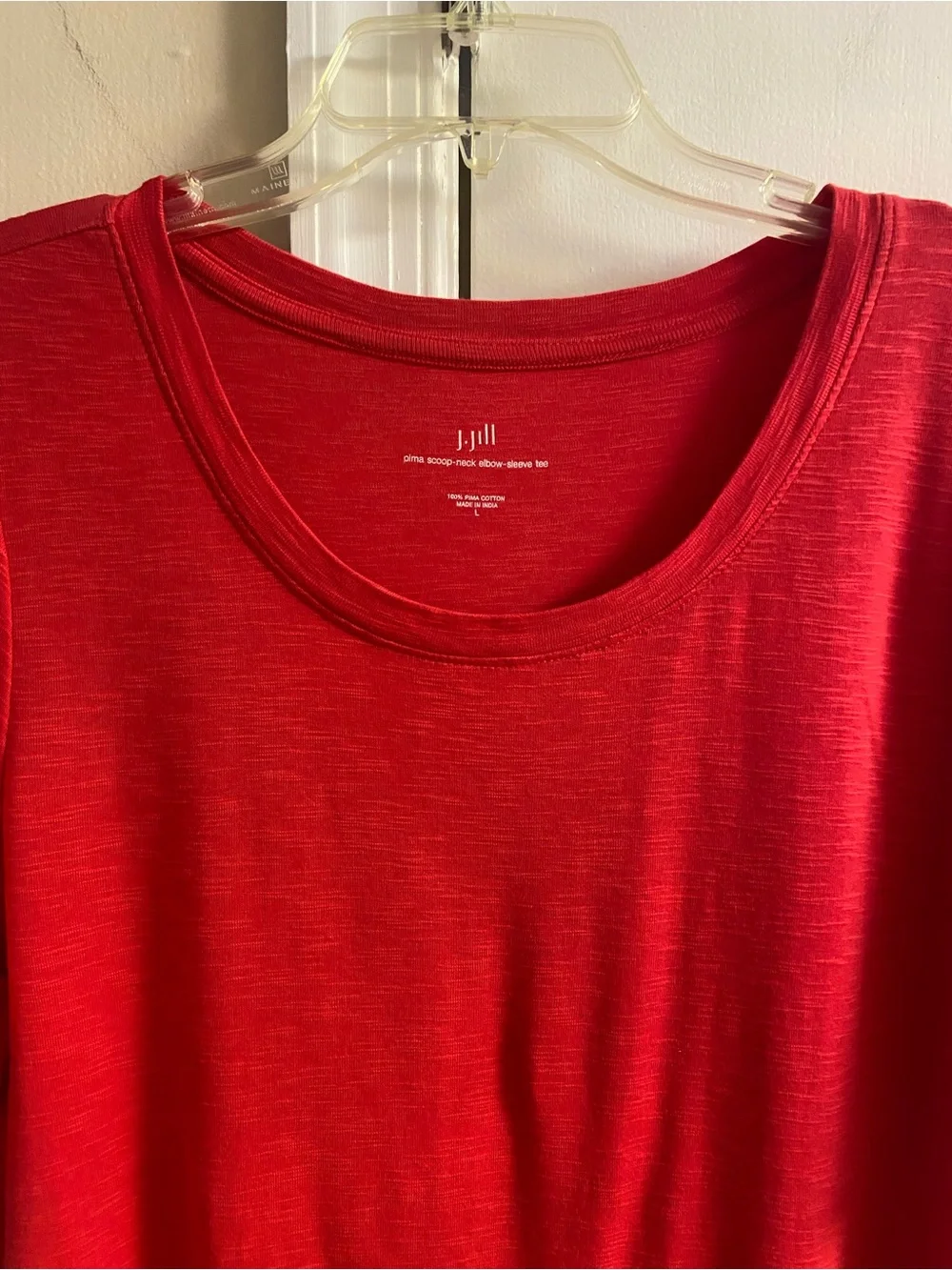 J Jill  Red Short Sleeve Scoop Neck Tee Pima Cotton Large - Picture 4 of 7
